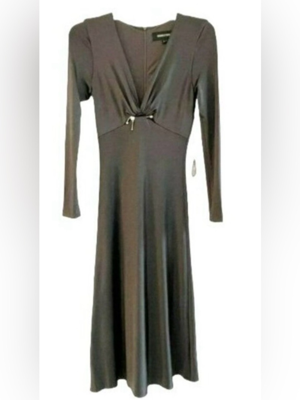 Cushnie Et Ochs Magdalena Graphite Cut Out Midi Long Sleeve Dress Size 2